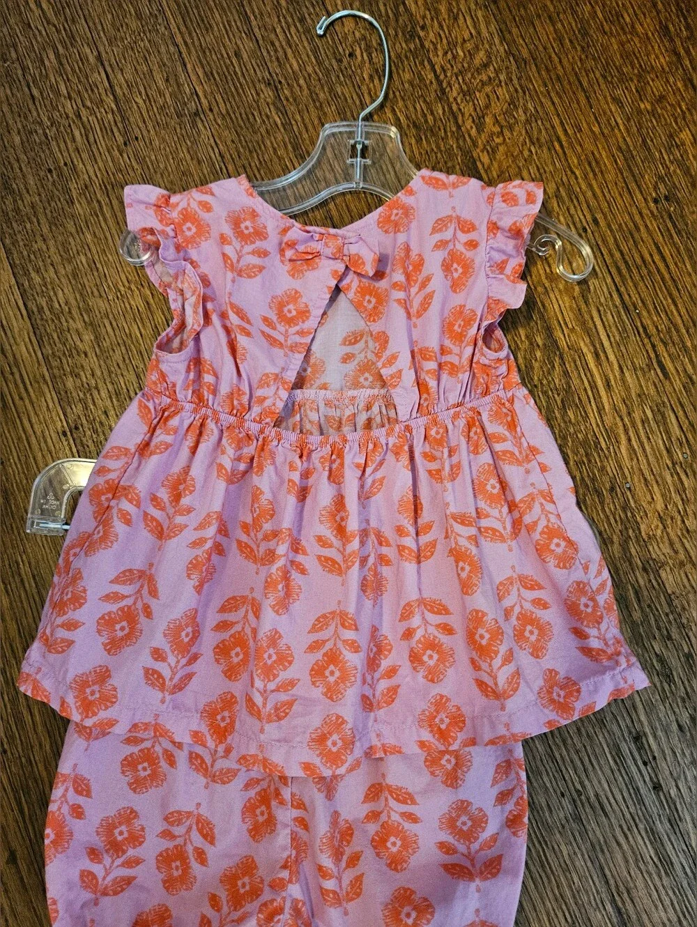 Carter’s 2pc Summer Bundle – Floral Bow Set + Orange Sleeveless Outfit (24M) - Picture 4 of 7